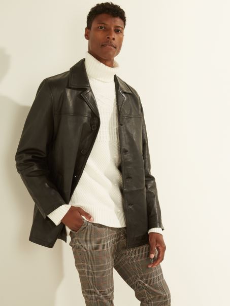 Guess Haină De Mașină Din Piele Neagră Jet