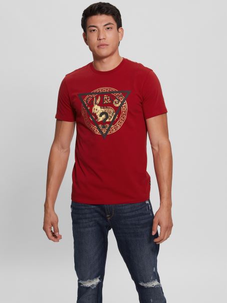 Tricou Cu Logo Guess Golden Rabbit Chili Red