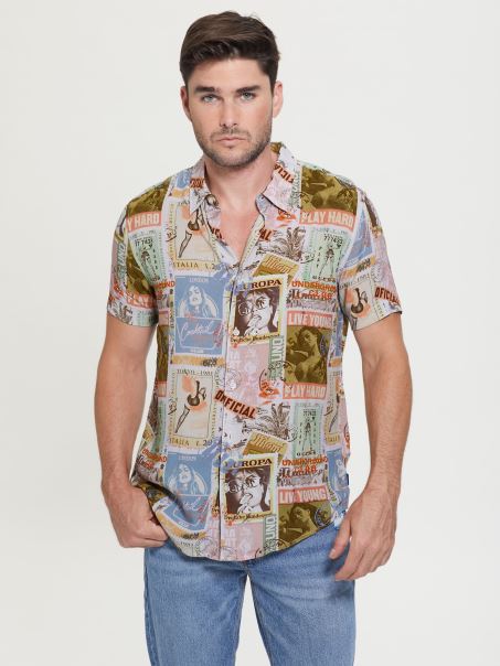 Cămașă Carte Poștală Guess Cu Imprimeu Eco Global