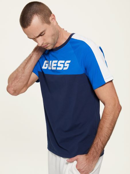 Tricou Cu Logo Manfred, Albastru, De Mătase, Guess
