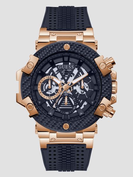 Ceas Multifunctional Guess Bleumarin Perforat Silicon Negru