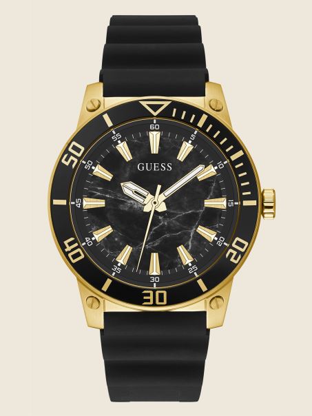 Ceas Analogic Din Silicon Auriu și Negru Guess Multi