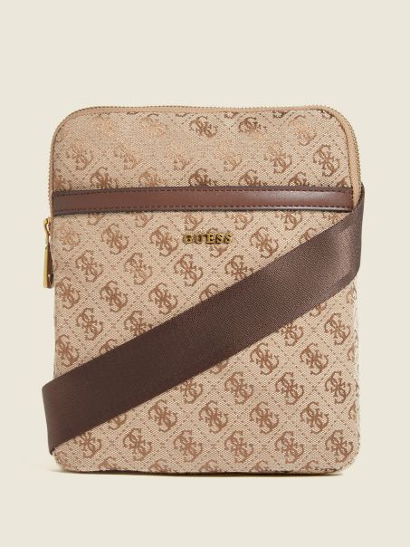 Logo-ul Jacquard Plat Crossbody Guess Bambus