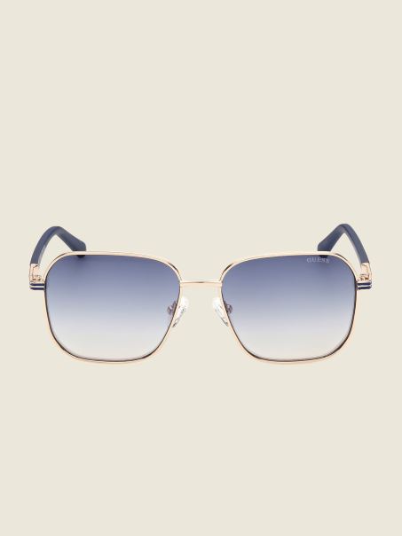 Guess Ochelari De Soare Pătrați Din Metal Verzi