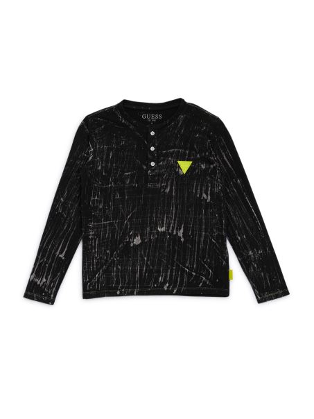 Henley Tee (7-16) Guess Alb/negru Slubby