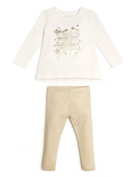 Set De Tricou și Jambiere Metalice (2-7) Guess Salt White