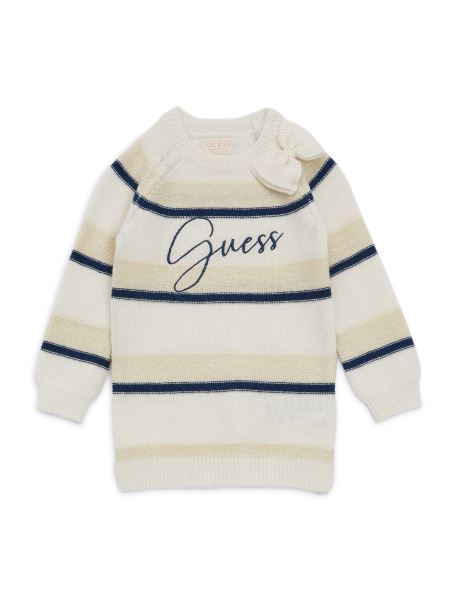 Rochie Pulover Midi (2-7) Pieptene Alb Si Auriu Deschis Guess