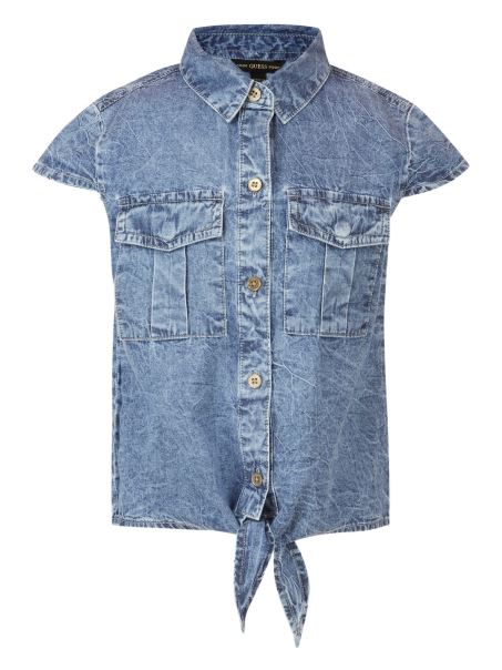 Cămașă Din Denim Cu Noduri (7-14) Guess Albastru Deschis Glacier Wash