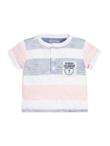 Tricou Henley în Dungi (2-7) Wonder Stripe Yellow Guess