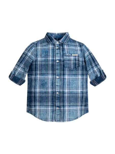 Cămașă în Carouri Guess Check Albastru-bej Minime Din Denim (7-18)