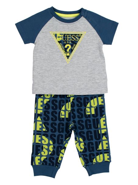 Set Tricou și Pantaloni Cu Logo (3-18m) Guess Light Stone Heather
