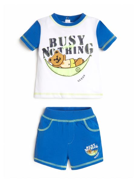 Set Tricou și Pantaloni Scurți Guess Lounge Alb Pur (3-18 M)