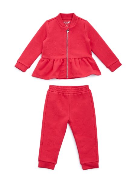 Set Jachetă și Pantaloni Cu Fermoar Cu Logo (3-18m) Guess Punk Rocker Roz