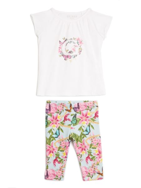 Set De Tricou și Jambiere Fluture (2-7) Guess Alb Pur