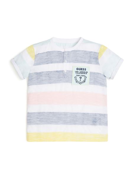 Tricou Henley Cu Dungi (7-16) Guess Wonder Dungă Galbenă