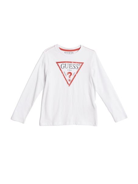 Tricou Cu Logo Pentru Copii Guess Cu Mânecă Lungă (2-7) Alb Adevărat