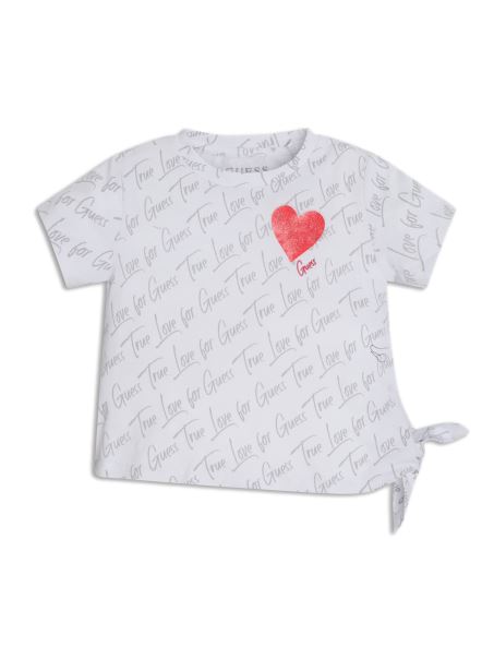 Tricou Imprimat Cu Sigla Guess Knot (3m-7) Logo Oversize Alb