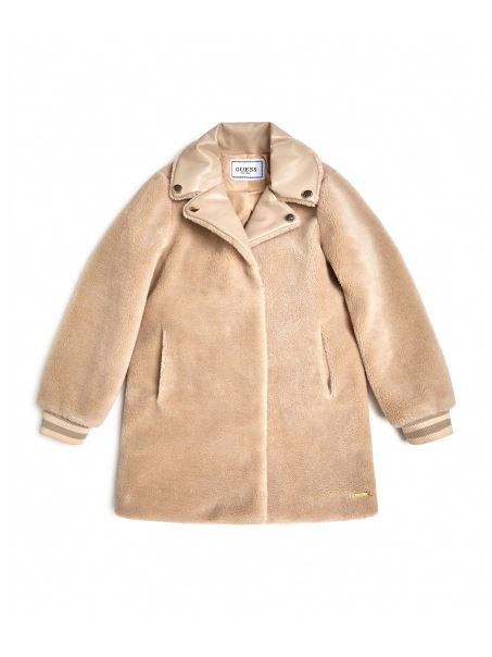 Guess Jachetă Din Blană Artificială (7-16) Ciment