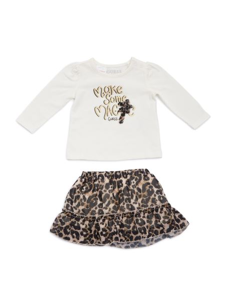 Set Tricou Alb Sare și Fustă șifon (0-24m) Ghici