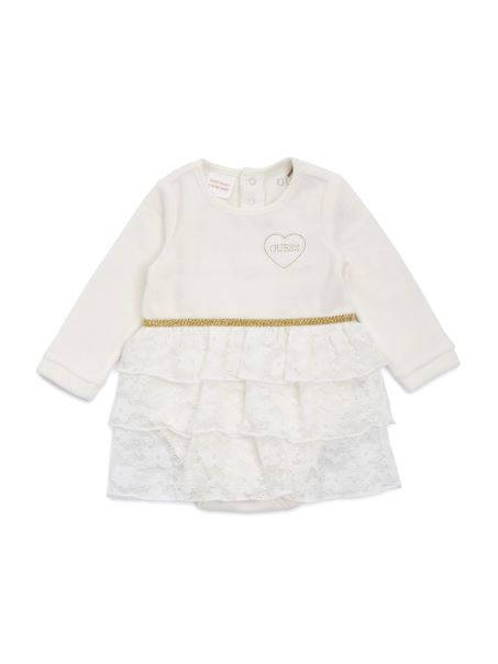 Guess Rochie Din Velur Rochie Body (0-12m) Alb Sare