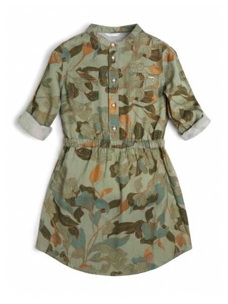 Rochie Cămașă Cu Perle Artificiale Guess Cu Frunze De Măsline (7-14)