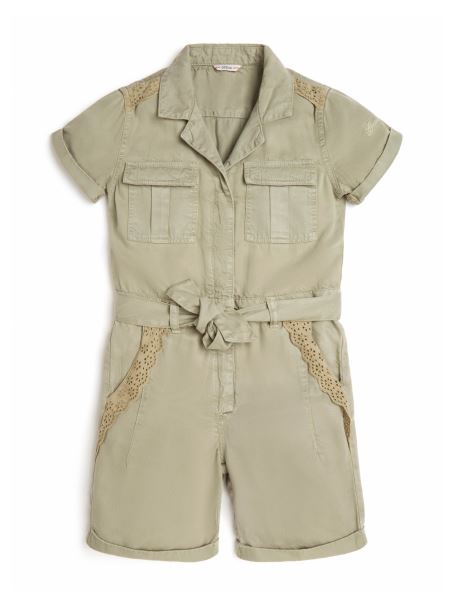 Guess Salopetă Cu Tăiere Din Dantelă Eco (7-14) Matcha Ușor