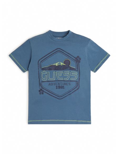 Tricou Cu Logo Spalat Supradimensionat Albastru Asteroid (7-14) Guess