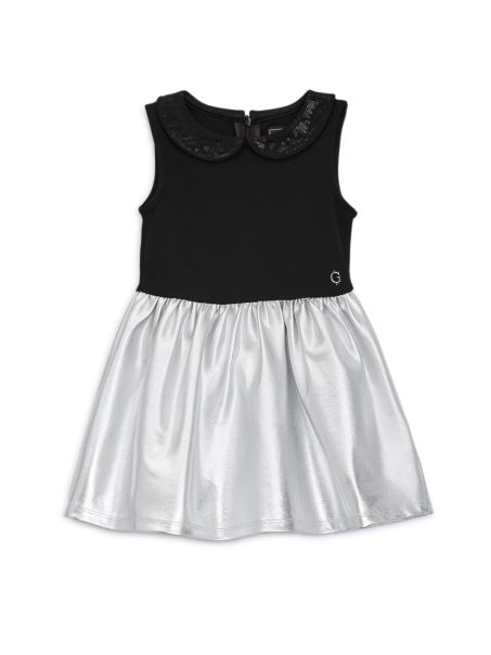 Rochie Metalica (4-7) Argintiu Laminat Pe Negru Guess